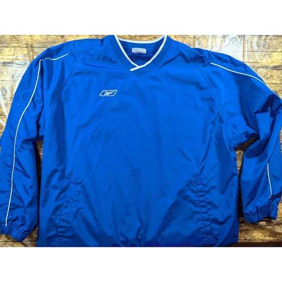Vintage Reebok Mens Medium Classic Logo Nylon Pullover Windbreaker Jacket Blue - Picture 1 of 6